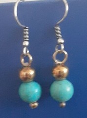 Vintage JTV Blue Howlite Gemstone Beaded Dangle Earrings