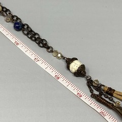 Bohemian Tassel Pendant Necklace Designer Assorted Gemstones Brown Chain 36″