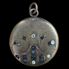 Antique Victorian 1880s Rhinestone Gold Filled Photo Locket Monogram “C” W&H Co