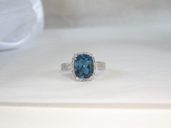 Vintage Sterling Silver 925 Natural Heated London Blue Topaz Ring Size 7