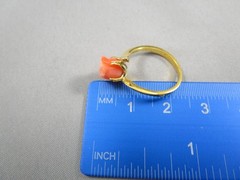 Vintage Gold Tone Solitary Carved Pink Coral ? Flower Fashion Sz 4.25 Ring 1100