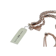 Anne Klein Rose Gold Tone Necklace & Bracelet Set Rhinestone Tag New