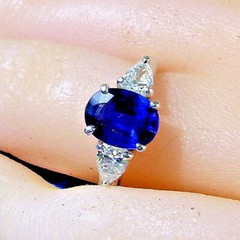Original EARTH MINED SAPPHIRE DIAMOND Deco Engagement Ring PLATINUM Solitaire 5