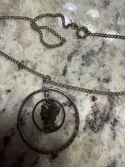 1937 Cutout Mercury Dime Swinging Pendant Necklace Vintage Jewelry