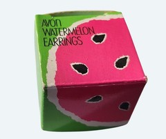 1987 Avon Watermelon Design Earrings Studs Acrylic & Metal Vtg Unused Stock