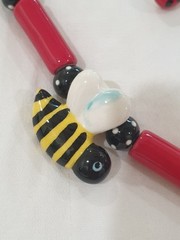 Flying Colors Lady Bug/bee Ceramic Necklace/Brooch/Earrings Bee/ladyBug Colorful