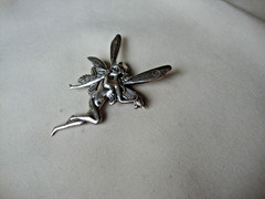 VINTAGE LARGE 3D ART NOUVEAU FAIRY SPIRIT GUIDE STERLING SILVER 925 PIN/PENDANT