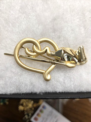 Vtg AJC nos gold tone Heart love Paint tube brush Pin