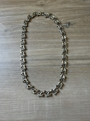 Vintage Person Link Chain Silver Necklace Modern Statement Unique- 24 Inch