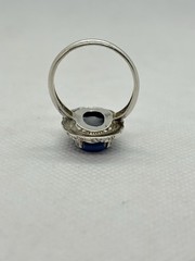 Vintage Clark & Coombs Sterling Silver Blue Lace Agate Statement Ring Size 6.5