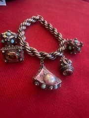 Vintage Etruscan 800 Silver Charm Bracelet With Fob Charms