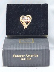 Vintage Avon 1990s Tac Pin Forever America Flag Heart