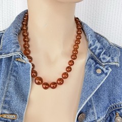 Vintage Baltic Amber Graduated Honey Cognac Hand Knotted Beaded Necklace