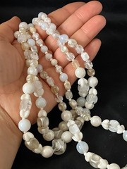 Vintage White Glass Beaded Necklace Bracelet Set Opalescent MCM Bridal