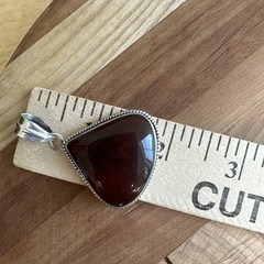 VTG Artisan Pendant 1.875 Inch Carnelian Agate Red Orange Gem 925 Sterling 12.6g