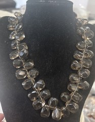 Vintage Gray Smoky Quartz Bead Necklace 17”