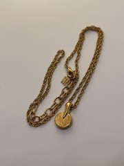 NINA RICCI NR Logo Rhinestone Necklace Gold Tone Vintage 39-43cm