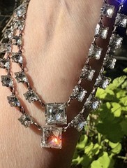 Antique Sterling Silver Prong Set Silver Backed Georgian Paste Necklace 15.5 In.
