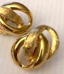 Lot Of 2 Napier Earrings Gold Tone Swirl Twist Hoop And Double Faux Pearl Clip
