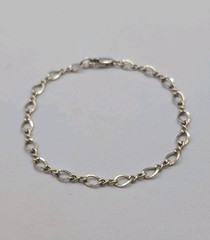 Vintage 925 Sterling Silver Infinity & Oval Link Starter Charm Bracelet 8″ – 4g