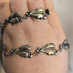 Vtg Sterling Silver Danecraft Floral Necklace 20.25g Fine Jewelry 15.5″ Chain