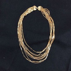 Vintage Gold Tone Mixed Chain Multi-Strand Layered Statement Choker Retro
