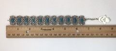 Vtg Souvenir du Maroc Moroccan Bracelet Poured Teal Enamel Hamsa Hand Charm