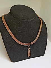 Vintage Judy Lee Signed Gold Tone Mesh tassel pendant Choker Necklace