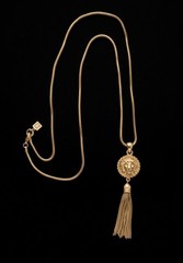 Vintage Anne Klein Lion Head Medallion Tassel Necklace