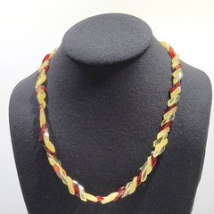 Unique Red and Opaque and Clear Lucite Chip Beaded Hand Strung Vintage Necklace