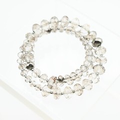Vintage Smoky Gray Metalic Silver Crystal 3 Row Coil Bracelet