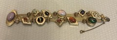 Victorian Revival Bracelet Mesh Jeweled Slide Charms Faux Gems Bold Statement