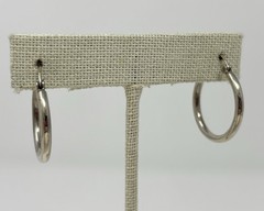 Vintage 925 Sterling Silver 2.5mm Hollow Tube Hoop Earrings 1″