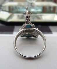 DESIGNER NK STERLING SILVER TURQUOISE PINK TOURMALINE BLUE TOPAZ PEACOCK RING 9
