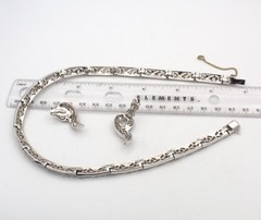 Panetta 1940s Cutout Scroll Rhinestone Necklace Clip Earring Set; Book Reference