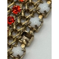 Vintage Hobe Bracelet Multicolor Rhinestone Gold Tone READ