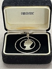 Stunning U.S. Silver Mercury Dime Art Carved Pendant w/24″ Chain