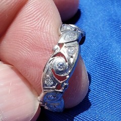 Original EARTH MINED DIAMOND Deco Band Vintage PLATINUM Eternity Anniversary 8