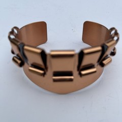 Vtg Renoir Copper Cuff Bracelet Mid Century Modern Wide Scroll Ribbon Signed MCM