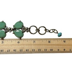 Leslie Danzis Bracelet Pale Green Double Teardrop & Clear Rhinestone Link Chunky