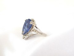 Vintage Sterling Silver 925 Large 10ct Natural Heated London Blue Topaz Ring 6