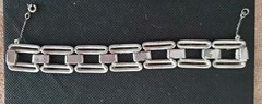 Antique Art Deco Pot Metal Paste Rhodium Plated Bracelet & Safety Chain 1920s