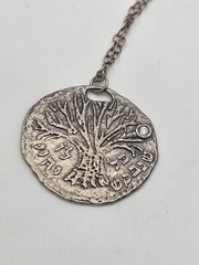 Vintage Judaica One Of A Kind Sterling Silver Tree Hebrew Pendant Necklace