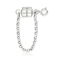 Italian Sterling Silver Magnetic Bracelet Clasp Converter with Safety Chain