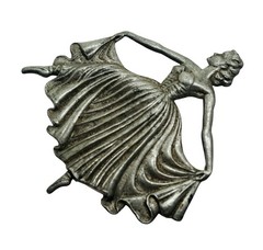 Vintage Pot Metal Figural Ballerina Signed Numbered Figural Brooch C Clasp