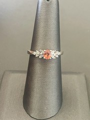 14KT White Gold 0.46CT Orange Sapphire & 0.14CTW Diamond Ring. Size 7(I50)
