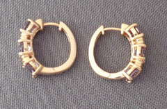 Gemstone Earrings Sterling Silver Gold Wash Hoop Possible Purple Violet Sapphire