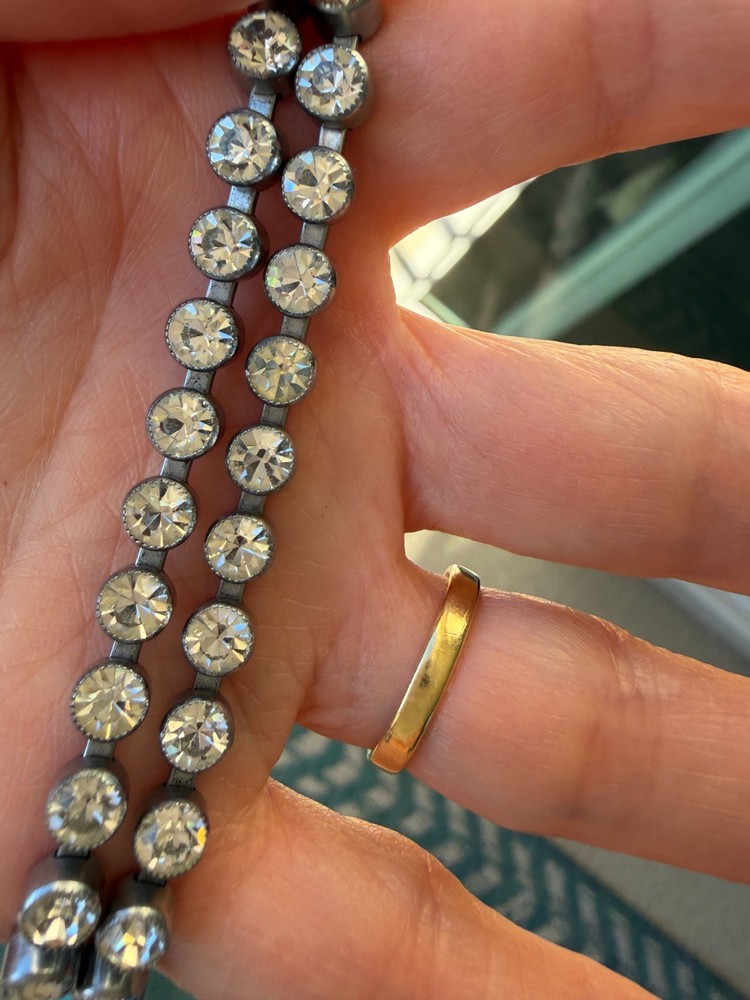 Vintage Art Deco glittering Clear Paste Crystal Riviere Choker, 15 “