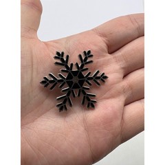 Vintage Silver Tone Black Enamel Snowflake Brooch Japan Winter Holiday Pin J130
