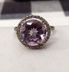 DESIGNER 6.84 CARATS AMETHYST WHITE TOPAZ GEMSTONE STERLING SILVER RING 9